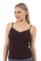 Özkan 2040 Kadın Premium Kumaş Viskon Saten Yakalı Esnek Rahat İnce Askılı Atlet - Thumbnail