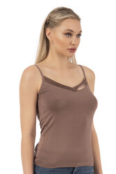 Özkan 2040 Kadın Premium Kumaş Viskon Saten Yakalı Esnek Rahat İnce Askılı Atlet - Thumbnail