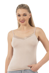 Özkan 2040 Kadın Premium Kumaş Viskon Saten Yakalı Esnek Rahat İnce Askılı Atlet - Thumbnail