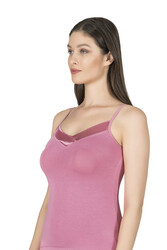 Özkan 2040 Kadın Premium Kumaş Viskon Saten Yakalı Esnek Rahat İnce Askılı Atlet - Thumbnail