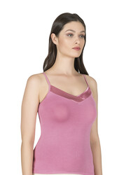 Özkan 2040 Kadın Premium Kumaş Viskon Saten Yakalı Esnek Rahat İnce Askılı Atlet - Thumbnail