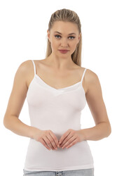 Özkan 2040 Kadın Premium Kumaş Viskon Saten Yakalı Esnek Rahat İnce Askılı Atlet - Thumbnail