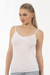 Özkan 2040 Kadın Premium Kumaş Viskon Saten Yakalı Esnek Rahat İnce Askılı Atlet - Thumbnail