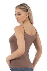 Özkan 2040 Kadın Premium Kumaş Viskon Saten Yakalı Esnek Rahat İnce Askılı Atlet - Thumbnail