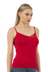 Özkan 2040 Kadın Premium Kumaş Viskon Saten Yakalı Esnek Rahat İnce Askılı Atlet - Thumbnail