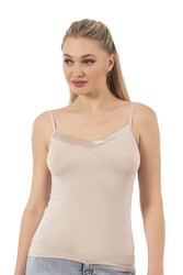 Özkan 2040 Kadın Premium Kumaş Viskon Saten Yakalı Esnek Rahat İnce Askılı Atlet - Thumbnail