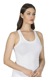 Özkan 7416 Kadın Pamuklu Penye Likralı Süprem Esnek Rahat Kalın Askılı Sırtı Çapraz Sporcu Rambo Atlet - Thumbnail