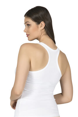 Özkan 7416 Kadın Pamuklu Penye Likralı Süprem Esnek Rahat Kalın Askılı Sırtı Çapraz Sporcu Rambo Atlet