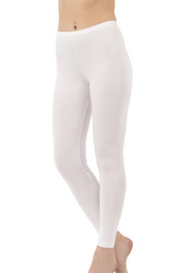 Özkan 0415 Kadın Pamuklu Likralı Süprem Düz Uzun Tayt - Thumbnail