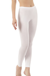 Özkan 0415 Kadın Pamuklu Likralı Süprem Düz Uzun Tayt - Thumbnail