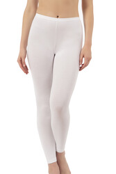 Özkan 0415 Kadın Pamuklu Likralı Süprem Düz Uzun Tayt - Thumbnail