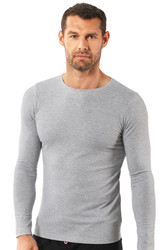 Özkan 0266 Erkek Penye Likralı Pamuklu Yuvarlak Yaka Uzun Kol Tişört Fanila - Thumbnail