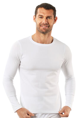 Özkan Underwear - Özkan 0266 Erkek Penye Likralı Pamuklu Yuvarlak Yaka Uzun Kol Tişört Fanila 