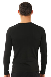 Özkan 0266 Erkek Penye Likralı Pamuklu Yuvarlak Yaka Uzun Kol Tişört Fanila - Thumbnail