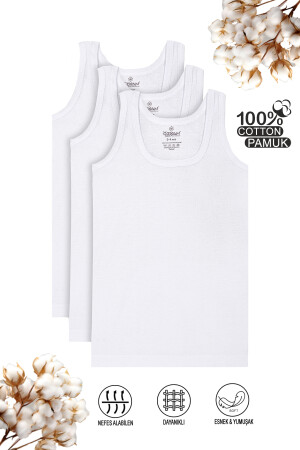 Özkan 0801 3'lü Paket Erkek Çocuk %100 Pamuklu Ribana Kumaş Esnek Rahat Atlet
