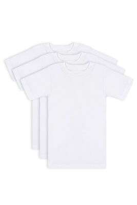 Özkan Underwear - Özkan 0706 3'lü Paket Erkek Çocuk %100 Pamuklu Ribana Esnek Rahat Yarım Kol Kapalı Yaka Fanila T-shirt