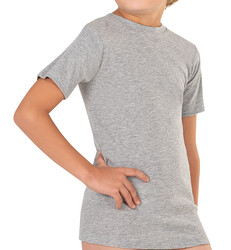 Özkan 0706 3'lü Paket Erkek Çocuk %100 Pamuklu Ribana Fanila Esnek Rahat Yarım Kol Kapalı Yaka T-shirt - Thumbnail