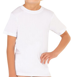 Özkan 0706 3'lü Paket Erkek Çocuk %100 Pamuklu Ribana Fanila Esnek Rahat Yarım Kol Kapalı Yaka T-shirt - Thumbnail