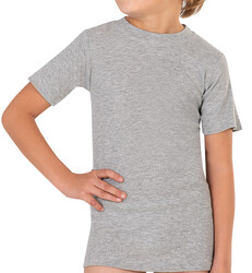 Özkan 0706 3'lü Paket Erkek Çocuk %100 Pamuklu Ribana Fanila Esnek Rahat Yarım Kol Kapalı Yaka T-shirt - Thumbnail