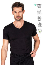 Özkan 11143 Erkek V Yaka Pamuklu Modal Esnek Rahat Kısa Kollu Tişört Fanila - Thumbnail