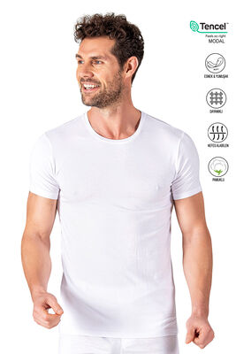 Özkan Underwear - Özkan 11144 Erkek Yuvarlak Simit Yaka Pamuklu Modal Tişört Fanila