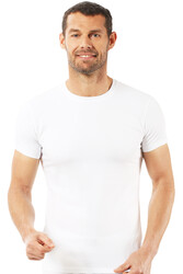 Özkan 0265 Erkek Pamuklu Kapalı Sıfır Yaka Yarım Kol Fanila Tişört - Thumbnail