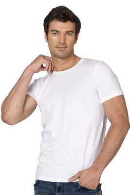 Özkan Underwear - Özkan 0265 Erkek %95 Pamuklu Esnek Rahat Kapalı Sıfır Yaka Yarım Kol Fanila Tişört