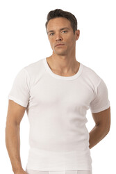 Özkan 0059 Erkek %100 Pamuklu Süprem Kumaş Açık Yaka Yarım Kol Atlet Fanila - Thumbnail