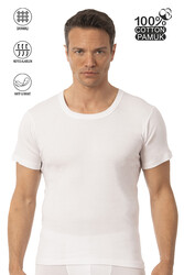 Özkan 0059 Erkek %100 Pamuklu Süprem Kumaş Açık Yaka Yarım Kol Atlet Fanila - Thumbnail