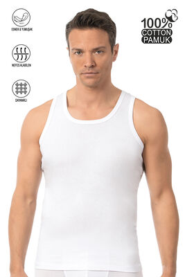 Özkan Underwear - Özkan 0113 Erkek %100 Pamuklu Ribana Esnek Yumuşak Kalın Askılı Atlet