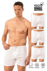 Özkan Underwear Özkan 0118 3'lü Paket Erkek %100 Pamuklu Ribana Esnek Yumuşak Rahat Torbalı Paçalı Don Boxer Külot - Thumbnail