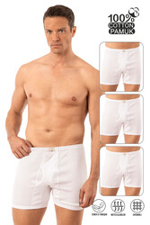 Özkan Underwear Özkan 0118 3'lü Paket Erkek %100 Pamuklu Ribana Esnek Yumuşak Rahat Torbalı Paçalı Don Boxer Külot - Thumbnail
