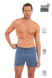 Özkan 0041 Erkek %100 Pamuklu Şardonlu Klasik Rahat Kesim Havlu Bel Süprem Penye Boxer - Thumbnail