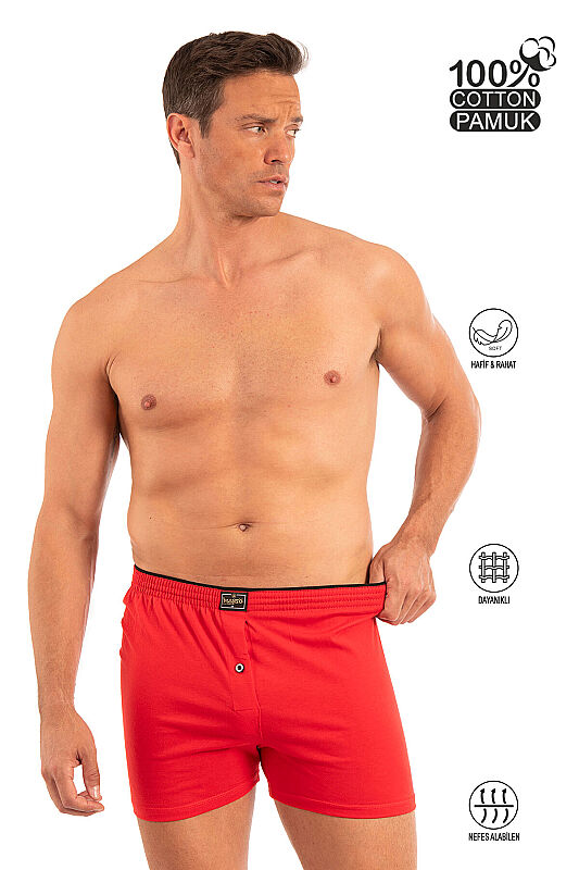Özkan 0041 Erkek %100 Pamuklu Şardonlu Klasik Rahat Kesim Havlu Bel Süprem Penye Boxer - 49