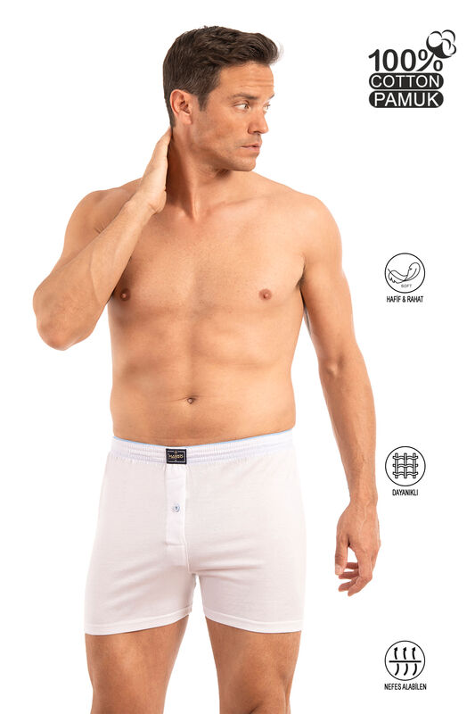 Özkan 0041 Erkek %100 Pamuklu Şardonlu Klasik Rahat Kesim Havlu Bel Süprem Penye Boxer - 6