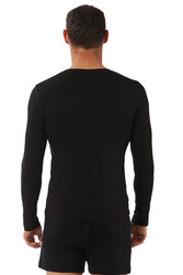 Özkan 0274 Erkek Penye Likralı Pamuklu V Yaka Uzun Kol Tişört Fanila - Thumbnail