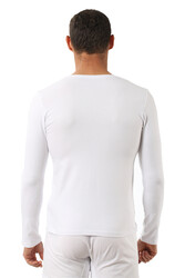 Özkan 0274 Erkek %95 Pamuklu Penye Likralı Süprem V Yaka Uzun Kol Tişört Fanila - Thumbnail