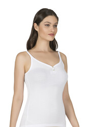 Özkan 22164 Kadın İnce Askılı Sedef Düğmeli Pamuklu Modal Atlet - Thumbnail