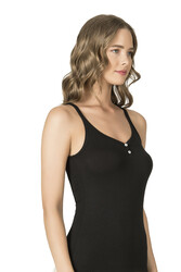 Özkan 22164 Kadın İnce Askılı Sedef Düğmeli Pamuklu Modal Atlet - Thumbnail