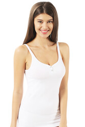 Özkan 22164 Kadın İnce Askılı Sedef Düğmeli Pamuklu Modal Atlet - Thumbnail