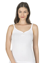 Özkan 22164 Kadın İnce Askılı Sedef Düğmeli Pamuklu Modal Atlet - Thumbnail