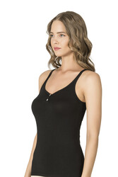 Özkan 22164 Kadın İnce Askılı Sedef Düğmeli Pamuklu Modal Atlet - Thumbnail