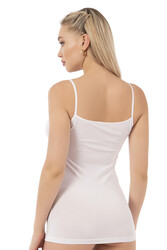 Özkan 22813 Kadın Pamuklu Modal Tül Detaylı İnce Askılı Atlet - Thumbnail