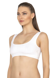 Özkan 27407 Kadın Pamuklu Likralı Çıkarılabilir Pedli Balensiz Süprem Kumaş Rahat Kalın Askılı Sütyen Büstiyer - Thumbnail