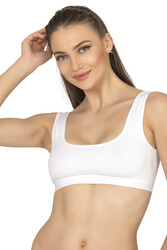 Özkan 27407 Kadın Pamuklu Likralı Çıkarılabilir Pedli Balensiz Süprem Kumaş Rahat Kalın Askılı Sütyen Büstiyer - Thumbnail