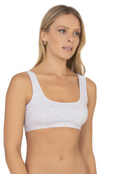 Özkan 27407 Kadın Pamuklu Likralı Çıkarılabilir Pedli Balensiz Süprem Kumaş Rahat Kalın Askılı Sütyen Büstiyer - Thumbnail