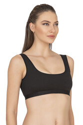 Özkan 27407 Kadın Pamuklu Likralı Çıkarılabilir Pedli Balensiz Süprem Kumaş Rahat Kalın Askılı Sütyen Büstiyer - Thumbnail