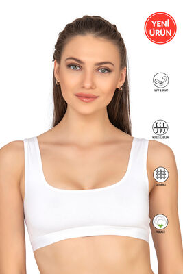 Özkan Underwear - Özkan 27407 Kadın Pamuklu Likralı Çıkarılabilir Pedli Balensiz Süprem Kumaş Rahat Kalın Askılı Sütyen Büstiyer