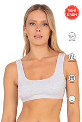 Özkan 27407 Kadın Pamuklu Likralı Çıkarılabilir Pedli Balensiz Süprem Kumaş Rahat Kalın Askılı Sütyen Büstiyer - Thumbnail