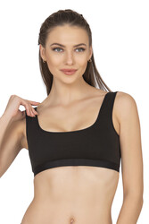 Özkan 27407 Kadın Pamuklu Likralı Çıkarılabilir Pedli Balensiz Süprem Kumaş Rahat Kalın Askılı Sütyen Büstiyer - Thumbnail